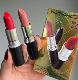 پک رژ لب MAC Ruby Woo و Lustreglass Thanks It’s MAC فولسایز