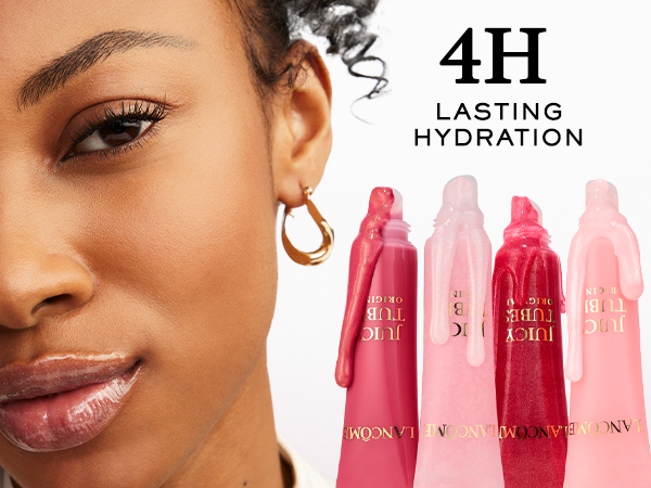 لیپ‌گلاس لانکوم اورجینال رنگ Ticked Pink و Dreamsicle روی لب