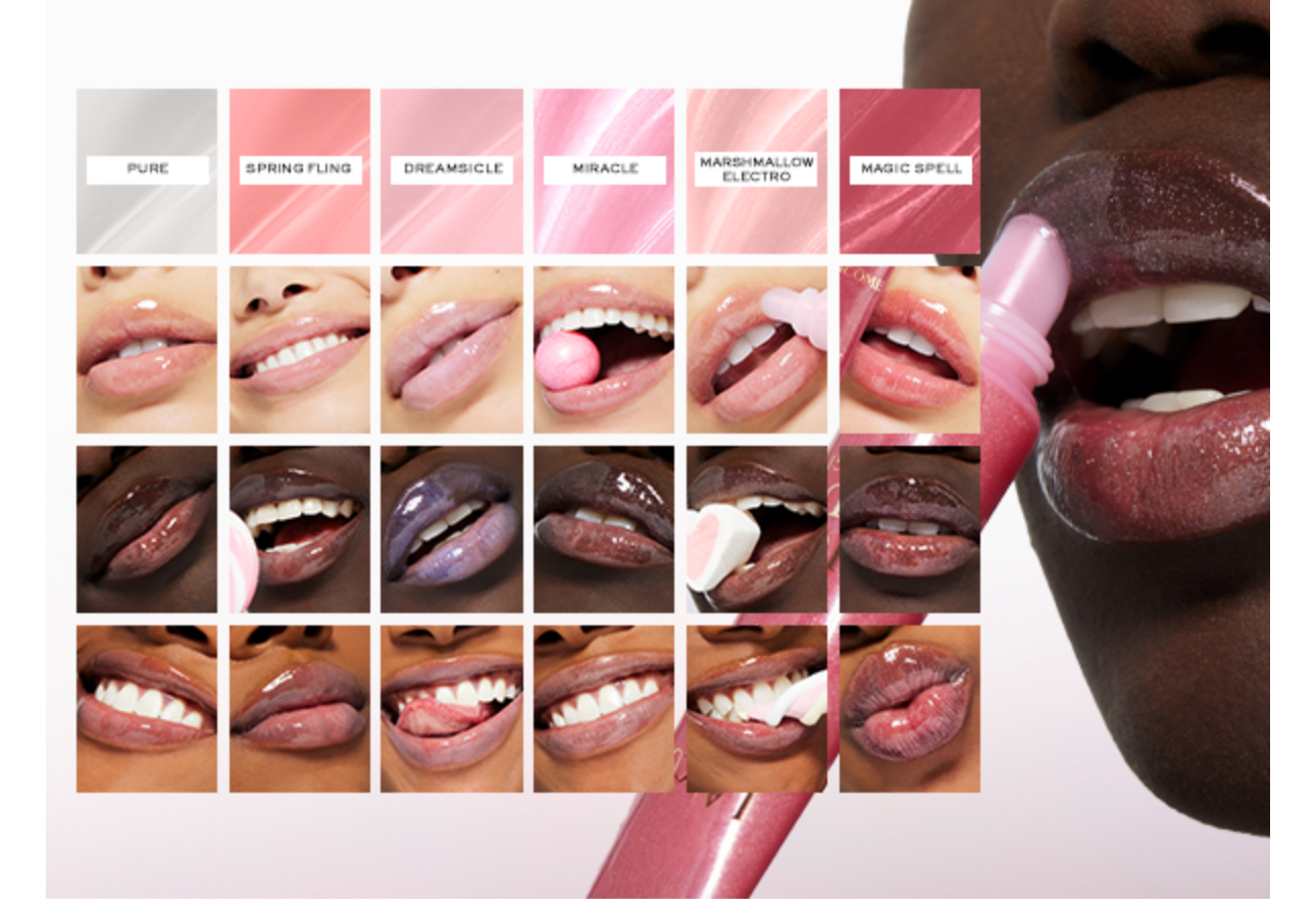 لیپ‌گلاس لانکوم اورجینال رنگ Ticked Pink و Dreamsicle روی لب