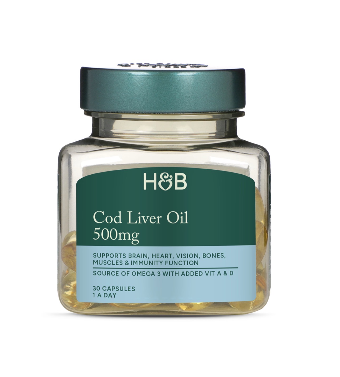 کپسول روغن کبد ماهی H&B Cod Liver Oil 500mg بسته 30 عددی