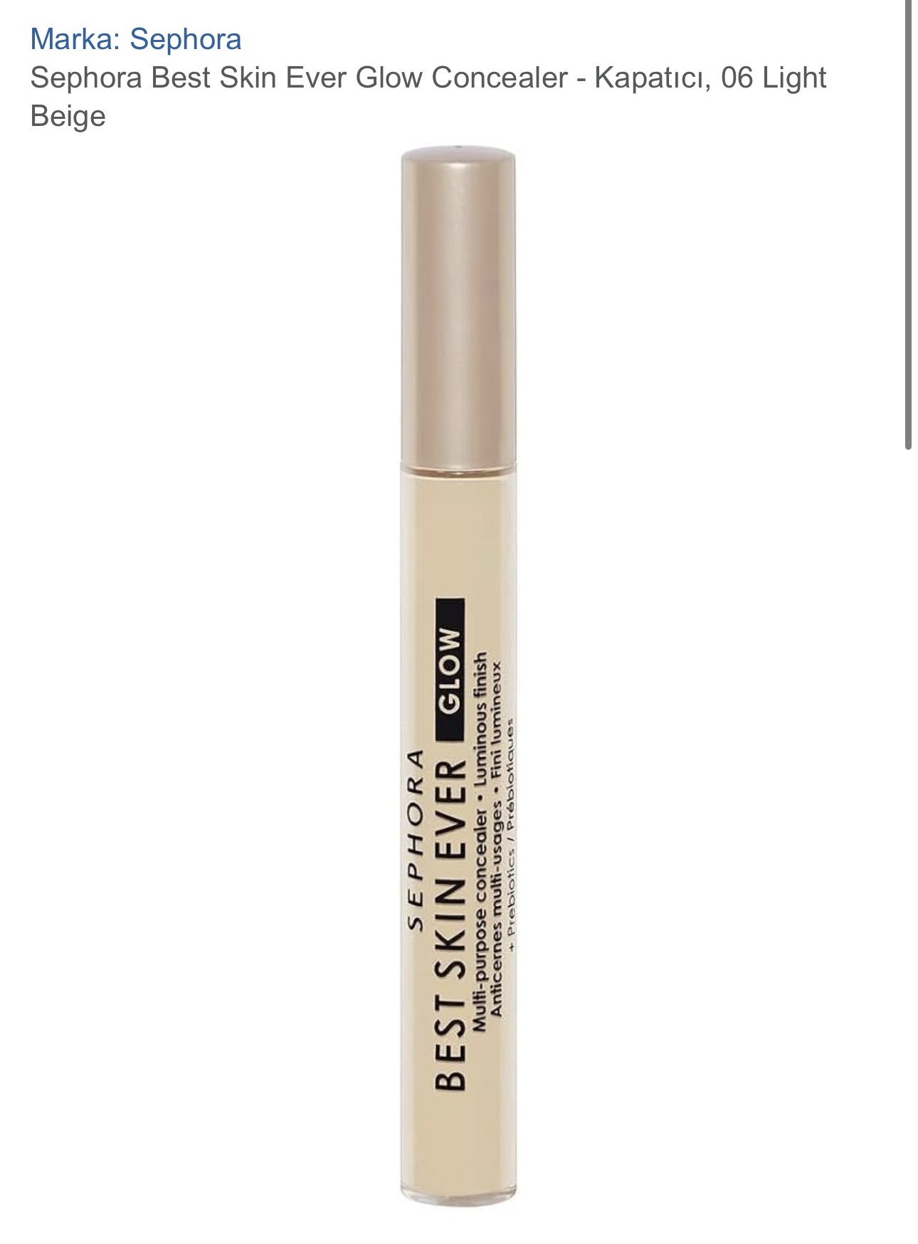 کانسیلر گلو و چندمنظوره سفورا کالکشن مدل Best Skin Ever Glow رنگ 06 Light Beige فولسایز ۷ میل