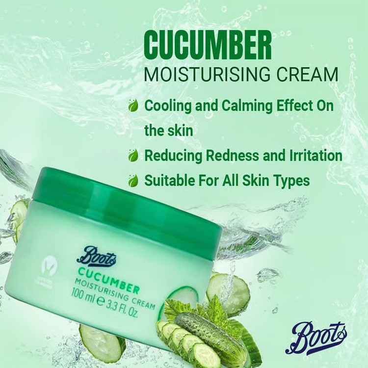 کرم مرطوب کننده صورت و بدن خیار everyday از برند Boots حجم ۱۰۰ میل کاسه ای